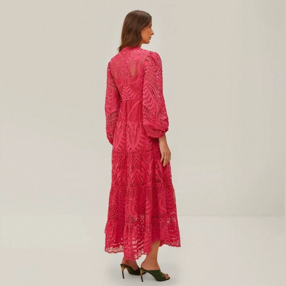 New Farm Rio Pink Guipire Eyelet Maxi Dress - Picture 3 of 14